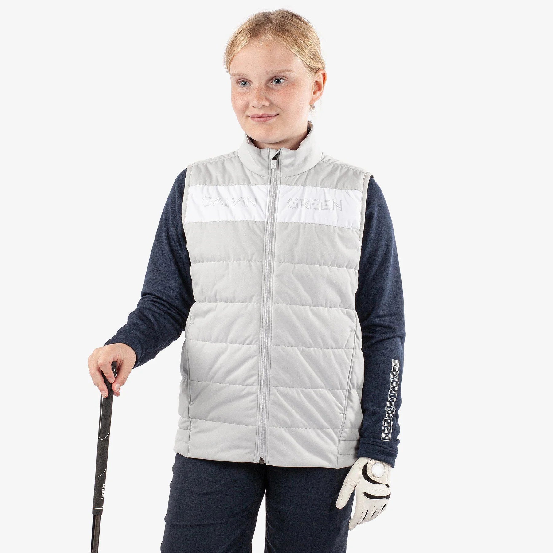 GALVIN GREEN JUNIOR'S RONIE WINDPROOF AND WATER REPELLENT VEST Grey White