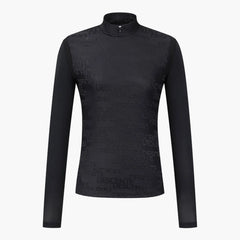 DESCENTE GOLF Women's Y-Collared Jacquard Long-sleeved T-shirt