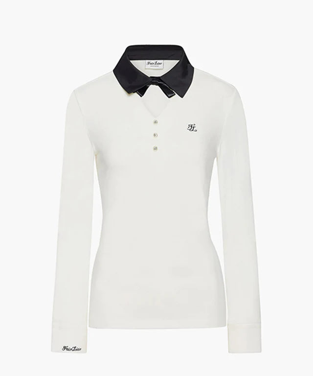 FAIRLIAR WOMEN SATIN RIBBON TSHIRT IVORY