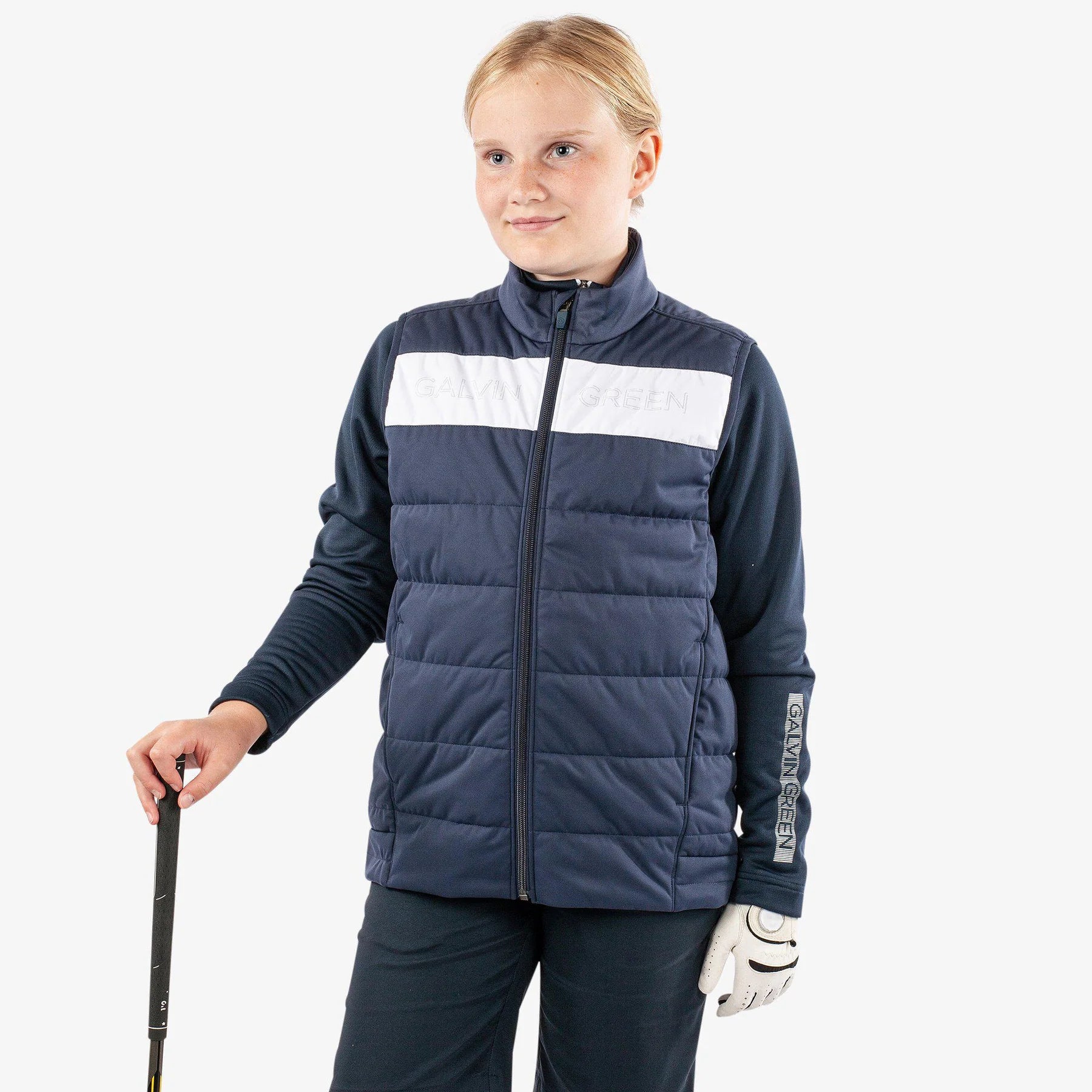 GALVIN GREEN JUNIOR'S RONIE WINDPROOF AND WATER REPELLENT VEST Navy White
