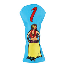 Blue PU Hula Girl Embroidery Driver Headcover