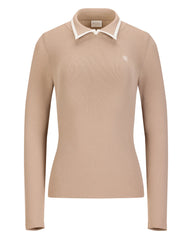 FAIRLIAR Women Leather Color Combination Collar Knit