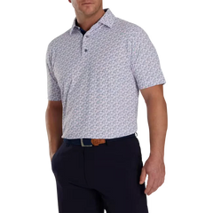 FOOTJOY MEN'S GOLF COURSE DOODLE STRETCH PIQUE SELF COLLAR GOLF SHIRT