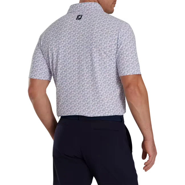 FOOTJOY MEN'S GOLF COURSE DOODLE STRETCH PIQUE SELF COLLAR GOLF SHIRT