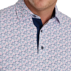 FOOTJOY MEN'S GOLF COURSE DOODLE STRETCH PIQUE SELF COLLAR GOLF SHIRT