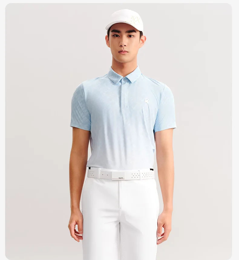 HONMA MENS H-PATTERN PRINTED SHORT SLEEVE POLO