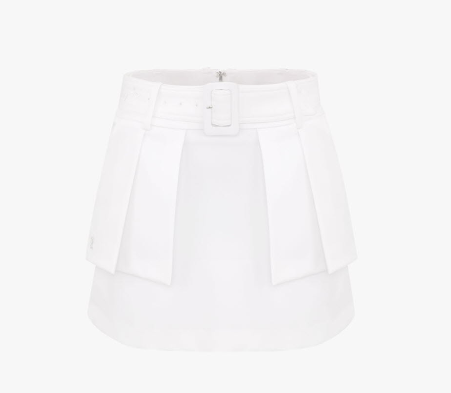 FairLiar 23SS Belt Flap Highwaist Skirt WHITE
