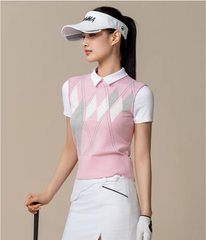 Honma Women Spring Argyle Knit Polo