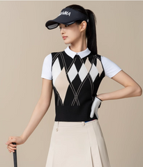 Honma Women Spring Argyle Knit Polo