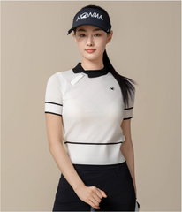 HONMA Women Spring Slanted Knit Short Sleeve Polo