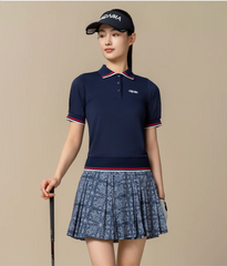 HONMA Women Summer Waffle Pattern Short Sleeve Polo