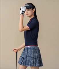 HONMA Women Summer Waffle Pattern Short Sleeve Polo