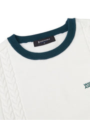 W.ANGLE Women's TO Cable Tie Round Neck Sweater