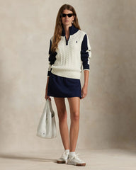 Ralph Lauren RLX Women Paneled Cable-Knit Quarter-Zip