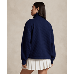 Ralph Lauren RLX Women Long-sleeve Quilted Double Knit Mock Neck 1/2 Zip Sweatshirt