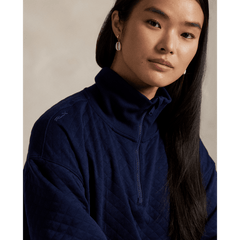 Ralph Lauren RLX Women Long-sleeve Quilted Double Knit Mock Neck 1/2 Zip Sweatshirt