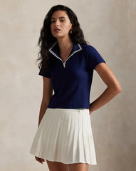 Ralph Lauren RLX Women Slim Fit Rib-Knit Cricket Polo Shirt