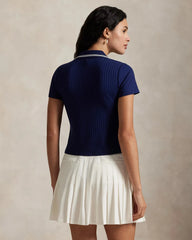 Ralph Lauren RLX Women Slim Fit Rib-Knit Cricket Polo Shirt