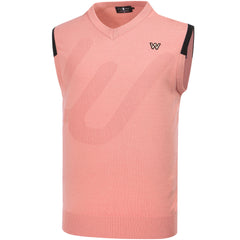 W.ANGLE S22 MEN BIG LOGO V NECK VEST PINK