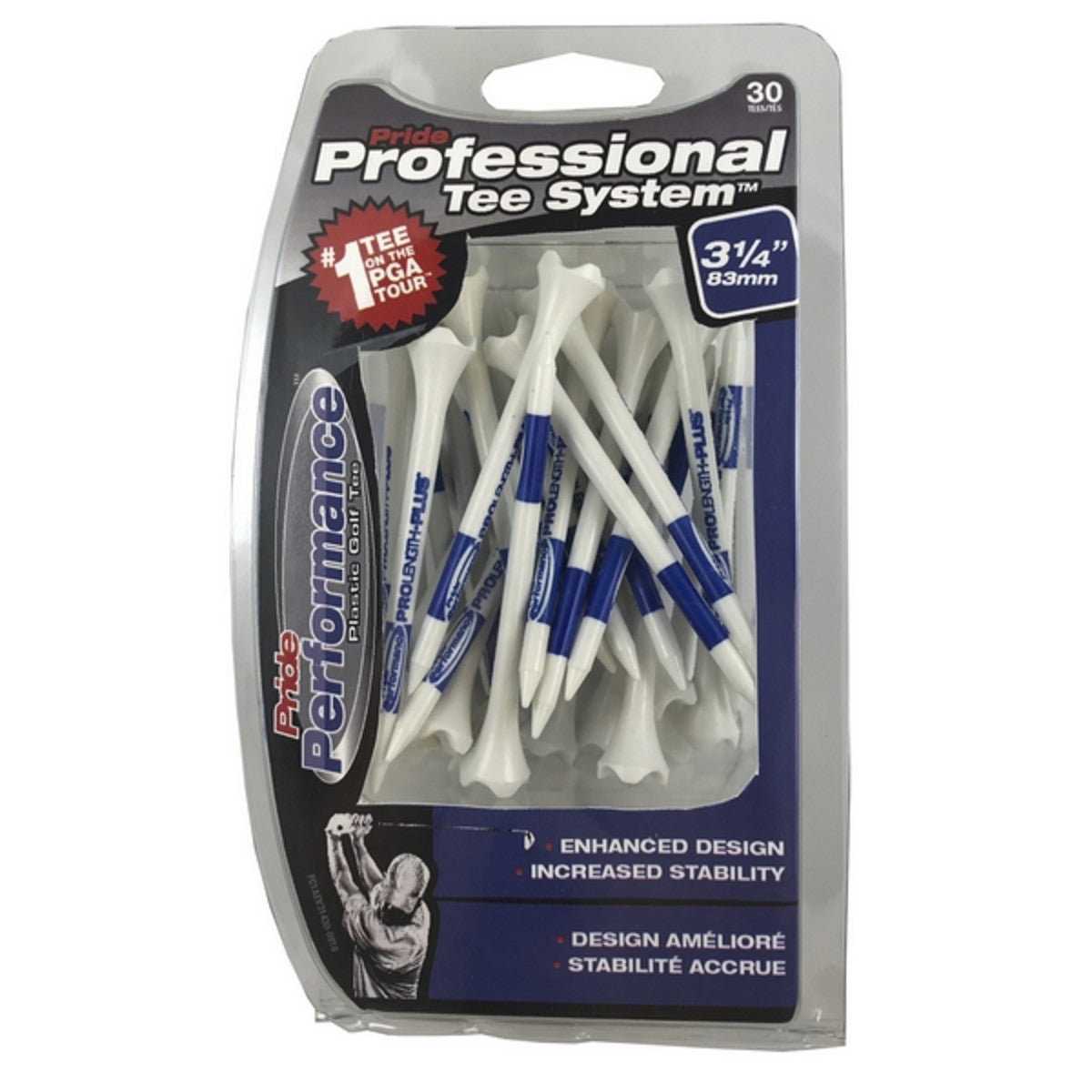 PRIDESPORTS PROFESSIONAL TEE SYSTEM PLASTIC TEES 3 1/4" BLISTER PACK