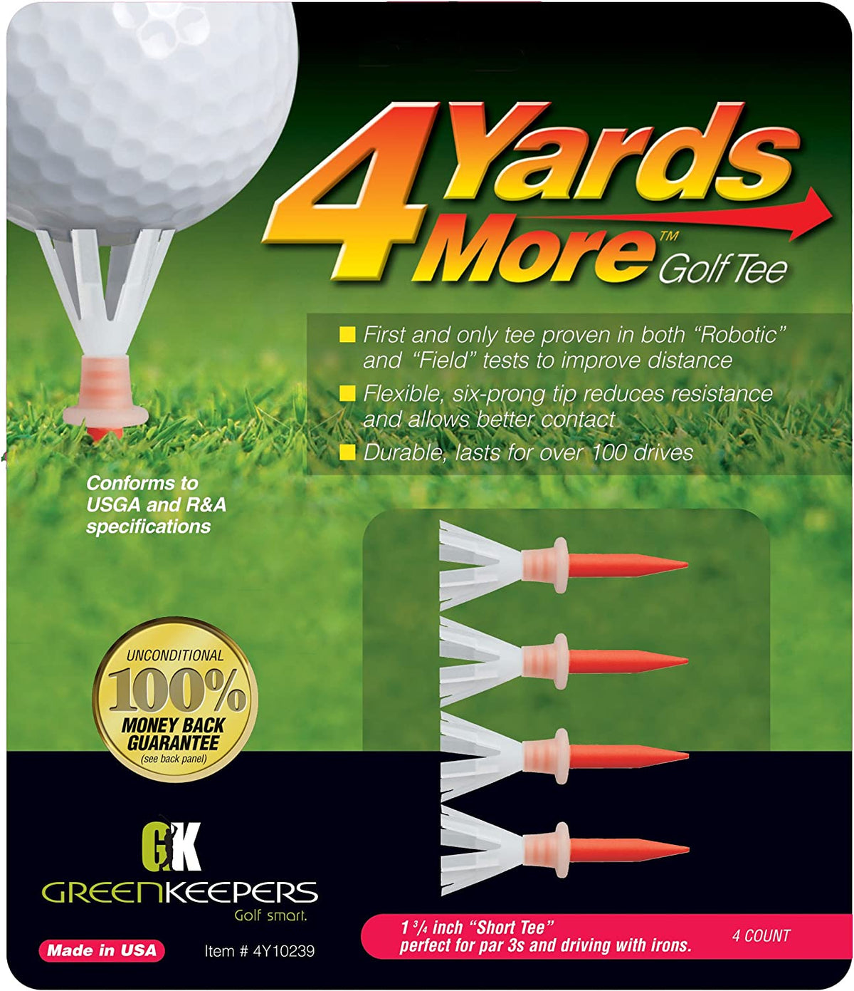 GREEN KEEPERS 4 YARDS MORE GOLF TEES 1 3/4"