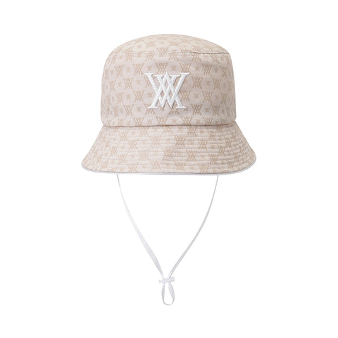 ANEW MONOGRAM ROUND TAPING BUCKET HAT ONE SIZE BEIGE