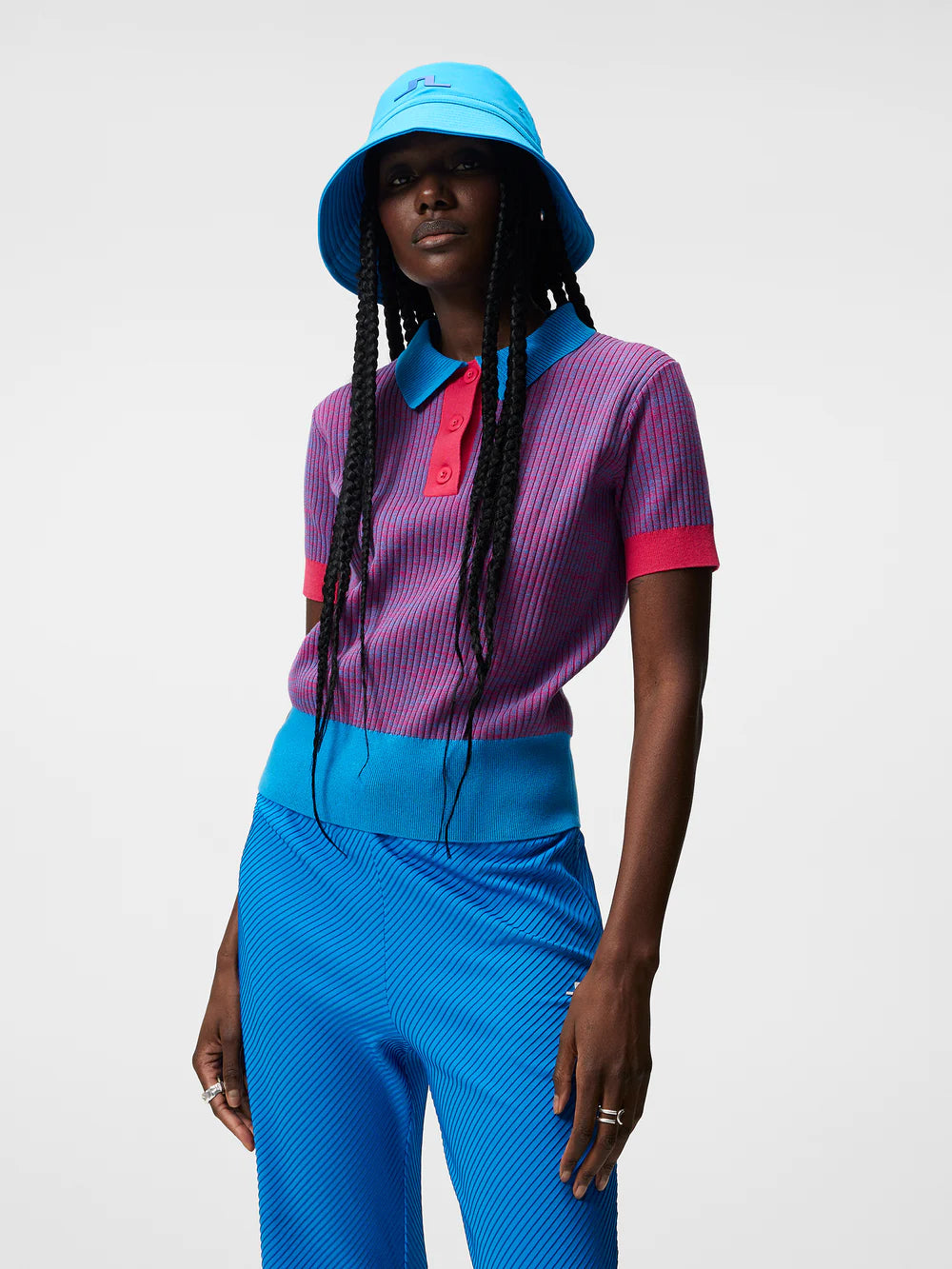 J.LINDEBERG 23SS WOMEN VEGA KNITTED SHIRT BLUE