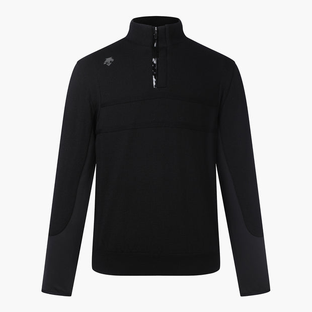DESCENTE MEN BACK DOWN PATCH HALF ZIP-UP PULLOVER KNIT BLACK