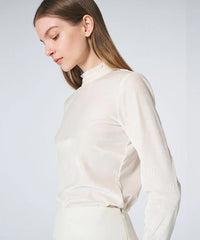 FAIRLIAR FW22 VELOUR LACE TURTLENECK TSHIRT WHITE