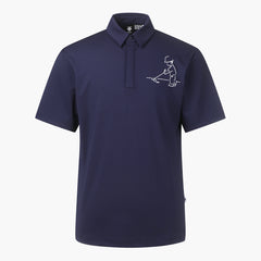 DESCENTE 23SS MEN SPIRIT CARTOON POLO T-SHIRT NAVY