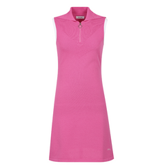 PING KOREA 23SS Women's Color Matching Collar Half Zip Up Knit Sleeveless One Piece PINK