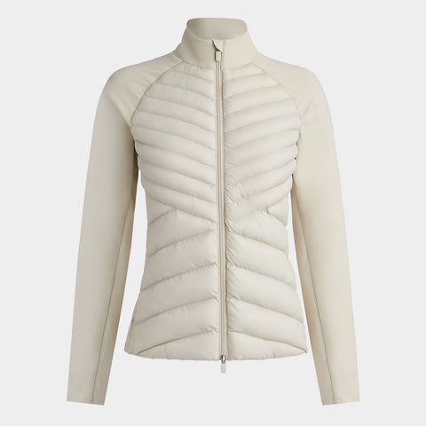 G/FORE WOMEN'S HYBRID QUILTED TECH INTERLOCK JACKET Stone