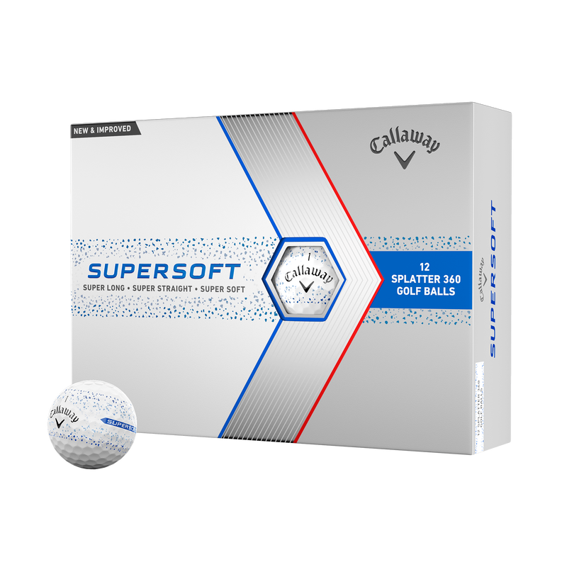 CALLAWAY 2023 SUPERSOFT BLUE SPLATTER 360 GOLF BALLS DOZEN PACK