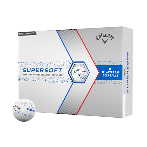 CALLAWAY 2023 SUPERSOFT BLUE SPLATTER 360 GOLF BALLS DOZEN PACK