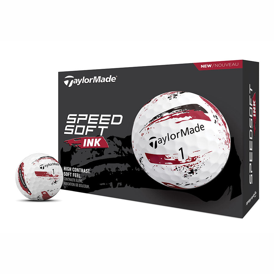 TAYLORMADE 2024 SPEED SOFT INK GOLF BALLS DOZEN PACK (RED)