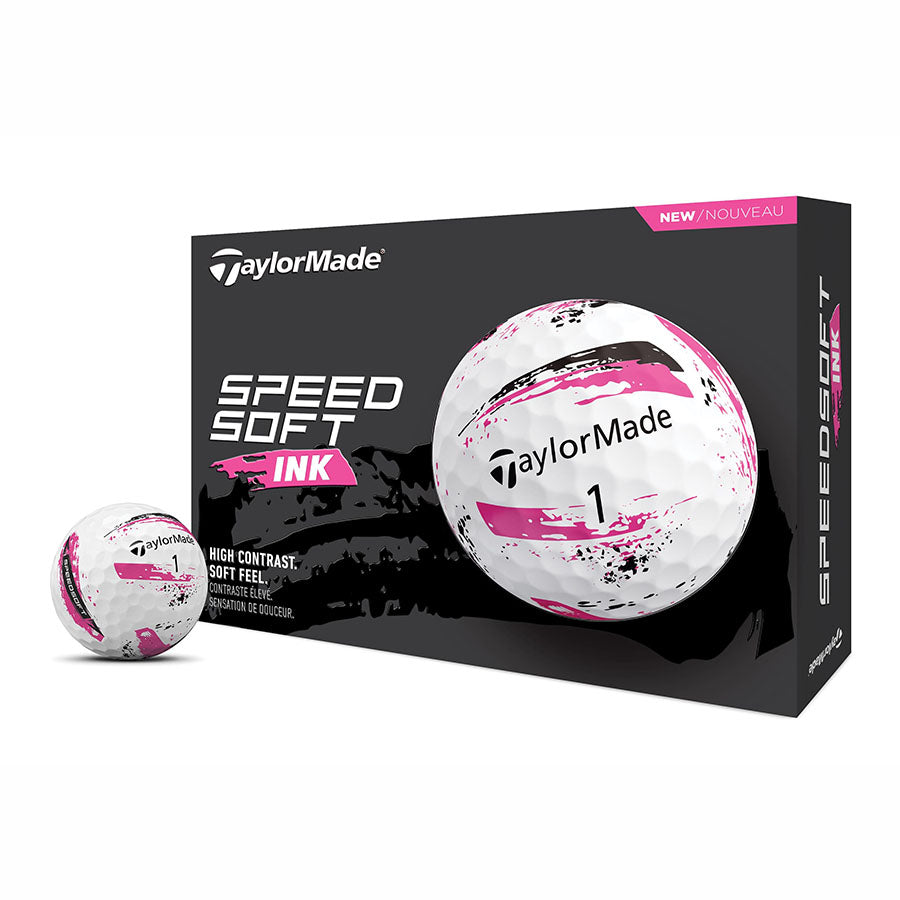 TAYLORMADE 2024 SPEED SOFT INK GOLF BALLS DOZEN PACK (PINK)