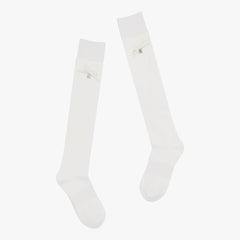 FAIRLIAR Women Leather Ribbon Knee-High Socks