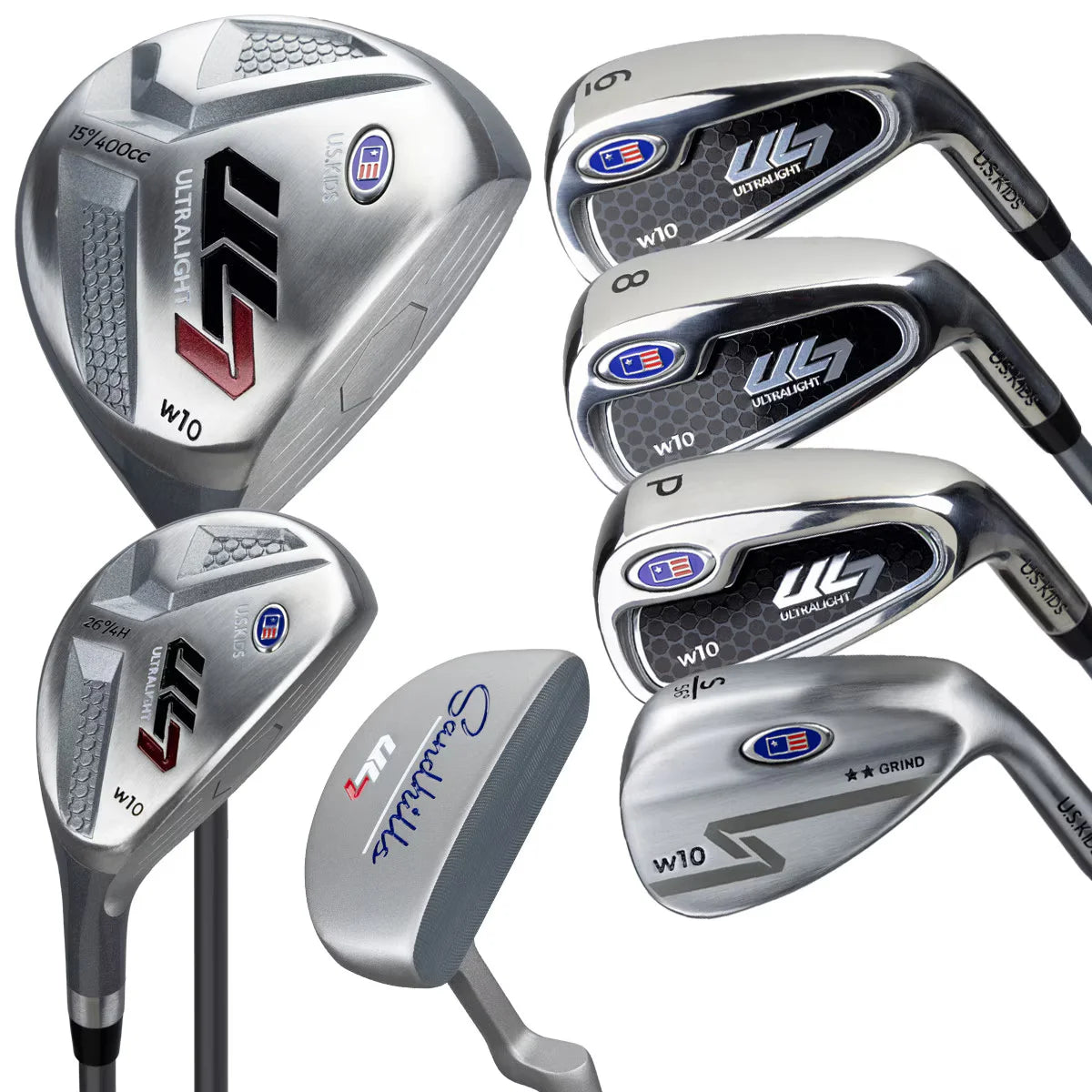 US KIDS UL7 57" 7 Club Stand Set, All Graphite with Golf Bag