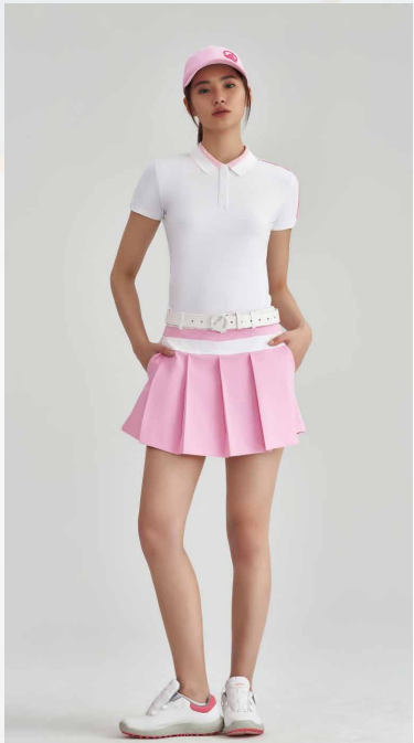 HONMA 23SS WOMEN CONTRAST COLOR PLEATED SKIRT PINK