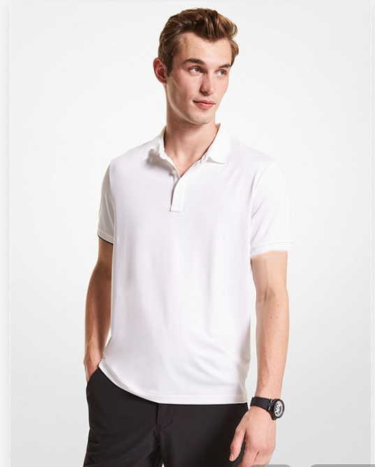 MICHAEL KORS SS23 Mens New Stretch Golf Shirt WHITE