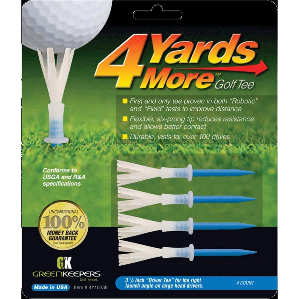 GREEN KEEPERS 4 YARDS MORE GOLF TEES 3 1/4"