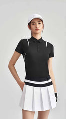 HONMA 23SS WOMEN CONTRAST SHORT SLEEVES POLO BLACK