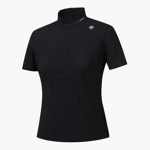 DESCENTE Golf Women's High Neck Hybrid Short Sleeve T-Shirt