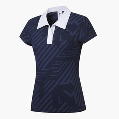 DESCENTE Golf Women's Wide Collar Pattern Short Sleeve T-shirt