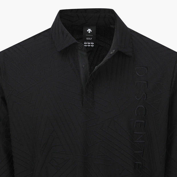 DESCENTE GOLF Men's Jacquard Collared Long-sleeved T-shirt