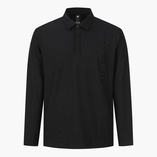 DESCENTE GOLF Men's Jacquard Collared Long-sleeved T-shirt