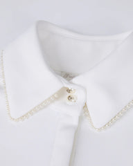 FAIRLIAR Women Scarf Set Pearl Collar T-Shirt