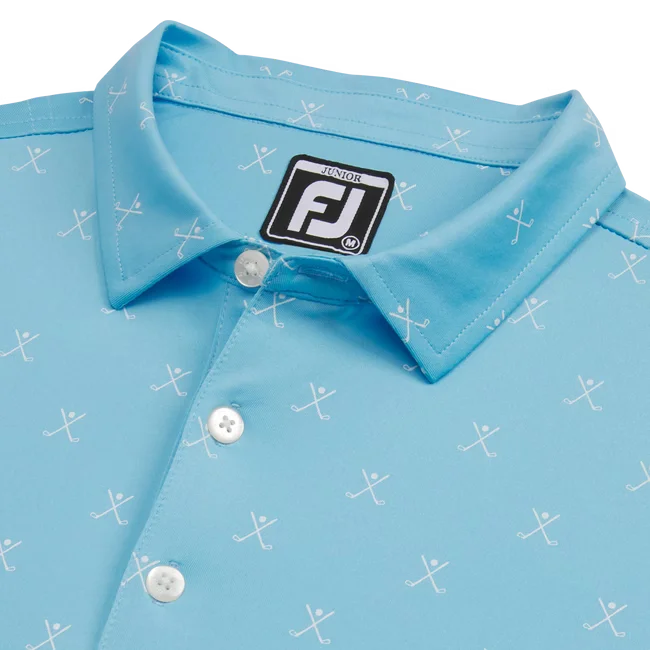 FOOTJOY S23 JUNIOR BOY'S STRIPED PIQUE SELF COLLAR SHIRT