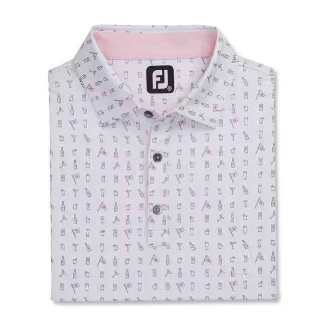 FOOTJOY MEN'S THE 19TH HOLE LISLE SELF COLLAR GOLF SHIRT White