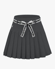 FAIRLIAR Women High Waist Ribbon Set Pleated Skirt